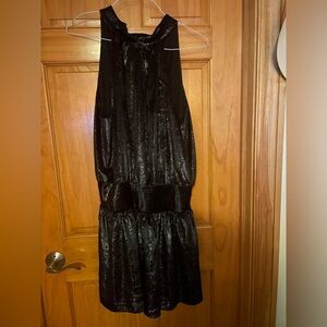 Ramy Brook black velvet holiday mini dress L like new
